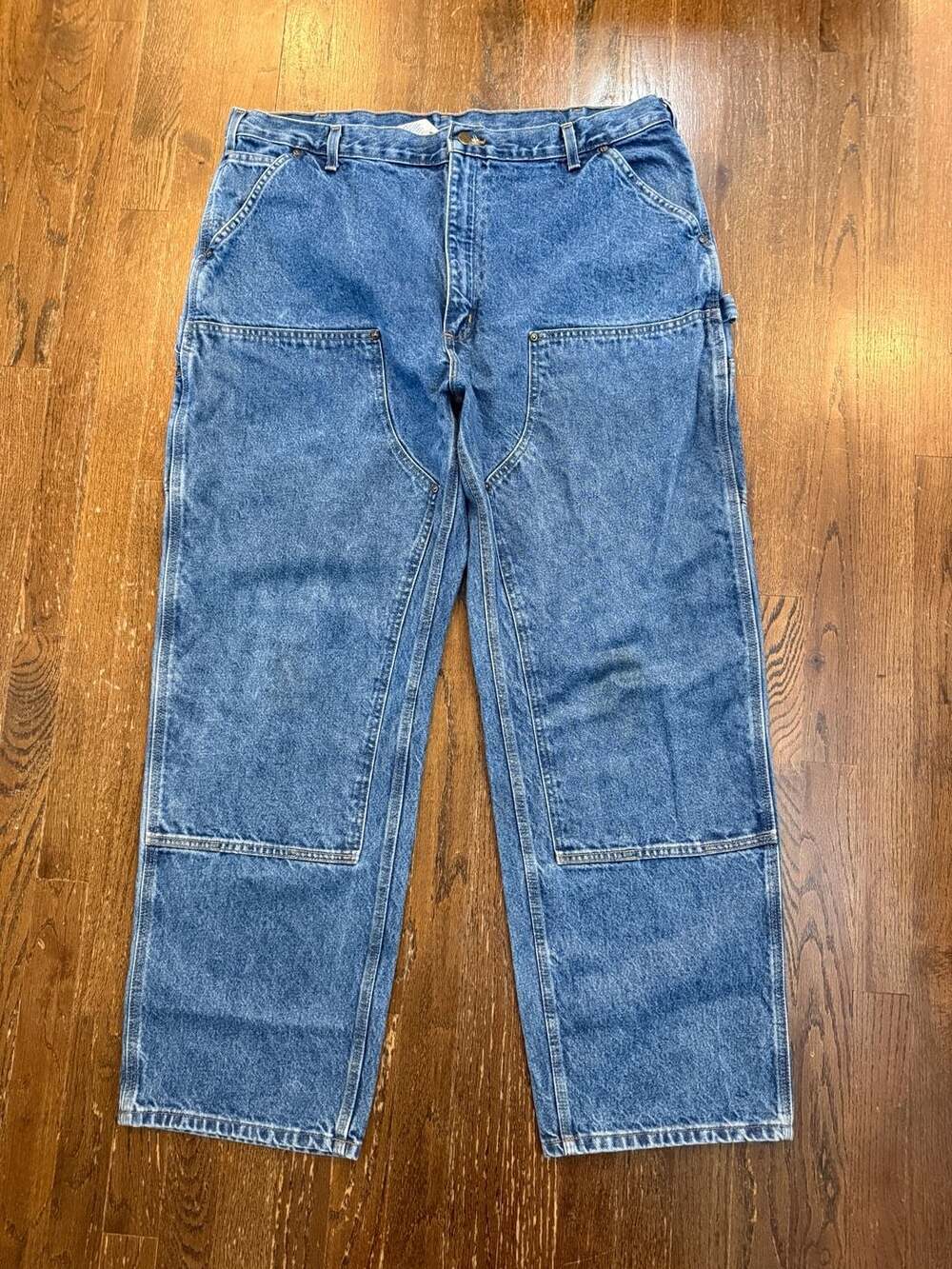 Carhartt B73 DST Double Knee Denim Logger Dungarees Blue Men's 42x32